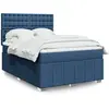 Image de vidaXL Sommier à lattes de lit avec matelas Bleu 140x200 cm Tissu