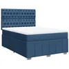 Image de vidaXL Sommier à lattes de lit avec matelas Bleu 160x200 cm Tissu