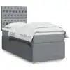 Image de vidaXL Sommier à lattes de lit avec matelas Gris clair 90x200 cm Tissu