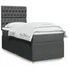 Image de vidaXL Sommier à lattes de lit avec matelas Gris foncé 90x200 cm Tissu