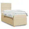 Image de vidaXL Sommier à lattes de lit avec matelas Crème 100x200 cm Tissu