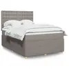 Image de vidaXL Sommier à lattes de lit avec matelas Taupe 140x190 cm Tissu