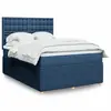 Image de vidaXL Sommier à lattes de lit avec matelas Bleu 140x200 cm Tissu