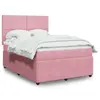 Image de vidaXL Sommier à lattes de lit avec matelas Rose 140x190 cm Velours