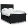 Image de vidaXL Sommier à lattes de lit avec matelas Noir 140x200 cm Velours