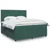 Image de vidaXL Sommier à lattes de lit et matelas Vert foncé 200x200cm Velours