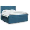 Image de vidaXL Sommier à lattes de lit et matelas Bleu 200x200 cm velours