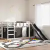 Image de vidaXL Lit superposé sans matelas avec toboggan blanc noir 90x200 cm
