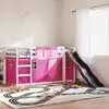 Image de vidaXL Lit superposé sans matelas avec toboggan et rideaux 90x200 cm
