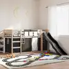 Image de vidaXL Lit superposé sans matelas avec toboggan blanc noir 80x200 cm