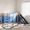 Image de vidaXL Lit superposé sans matelas avec toboggan et rideaux 80x200 cm