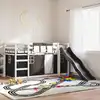 Image de vidaXL Lit superposé sans matelas avec toboggan blanc noir 90x190 cm