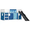 Image de vidaXL Lit superposé avec toboggan et rideaux bleu 90x190 cm, lit, cadre de lit, lit superposé bas, meuble de chambre à coucher, lit superposé double