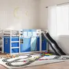 Image de vidaXL Lit superposé sans matelas avec toboggan et rideaux 90x190 cm