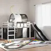 Image de vidaXL Lit superposé sans matelas avec toboggan blanc noir 90x190 cm