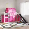 Image de vidaXL Lit superposé sans matelas avec toboggan et rideaux 90x190 cm