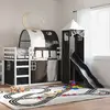 Image de vidaXL Lit superposé sans matelas avec toboggan blanc noir 90x190 cm