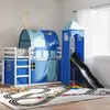 Image de vidaXL Lit superposé sans matelas avec toboggan et rideaux 90x190 cm