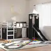 Image de vidaXL Lit superposé sans matelas avec toboggan blanc noir 90x200 cm