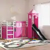 Image de vidaXL Lit superposé sans matelas avec toboggan et rideaux 90x200 cm