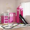 Image de vidaXL Lit superposé sans matelas avec toboggan et rideaux 90x190 cm