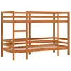 Image de vidaXL Lit superposé cire marron 90x190 cm bois de pin massif, lit mezzanine, cadre de lit superposé, lit superposé en bois