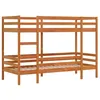 Image de vidaXL Lit superposé cire marron 75x190 cm bois de pin massif, lit mezzanine, cadre de lit superposé, lit superposé en bois
