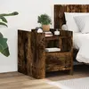 Image de vidaXL Table de chevet chêne fumé 45x50x50 cm bois d'ingénierie