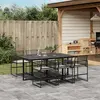 Image de vidaXL Ensemble à manger de jardin coussins 7 pcs noir résine tressée