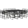 Image de vidaXL Ensemble à manger de jardin 11 pcs coussins noir résine tressée