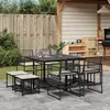 Image de vidaXL Ensemble à manger de jardin 9pcs coussins noir résine tressée