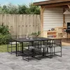 Image de vidaXL Ensemble à manger de jardin coussins 7 pcs noir résine tressée