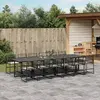 Image de vidaXL Ensemble à manger de jardin 13 pcs coussins noir résine tressée