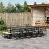 Image de vidaXL Ensemble à manger de jardin 15 pcs coussins noir résine tressée