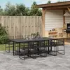 Image de vidaXL Ensemble à manger de jardin 9 pcs Noir Résine tressée