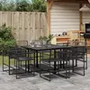 Image de vidaXL Ensemble à manger de jardin 9 pcs Noir Résine tressée