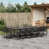 Image de vidaXL Ensemble à manger de jardin 15 pcs noir résine tressée
