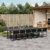 Image de vidaXL Ensemble à manger de jardin 13 pcs coussins noir résine tressée
