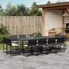 Image de vidaXL Ensemble à manger de jardin 13 pcs coussins noir résine tressée