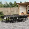 Image de vidaXL Ensemble à manger de jardin 15 pcs coussins noir résine tressée