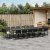 Image de vidaXL Ensemble à manger de jardin 17 pcs coussins noir résine tressée