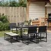Image de vidaXL Ensemble à manger de jardin 9pcs coussins noir résine tressée