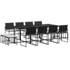 Image de vidaXL Ensemble à manger de jardin 13 pcs coussins noir résine tressée