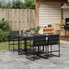 Image de vidaXL Ensemble à manger de jardin avec coussins 5 pcs noir textilène
