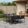 Image de vidaXL Ensemble à manger de jardin 7 pcs avec coussins noir textilène