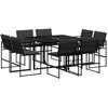 Image de vidaXL Ensemble à manger de jardin avec coussins 9 pcs noir textilène