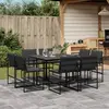 Image de vidaXL Ensemble à manger de jardin avec coussins 9 pcs noir textilène