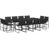 Image de vidaXL Ensemble à manger de jardin avec coussins 13 pcs noir textilène