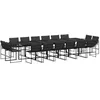 Image de vidaXL Ensemble à manger de jardin avec coussins 17 pcs noir textilène