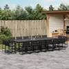 Image de vidaXL Ensemble à manger de jardin avec coussins 17 pcs noir textilène